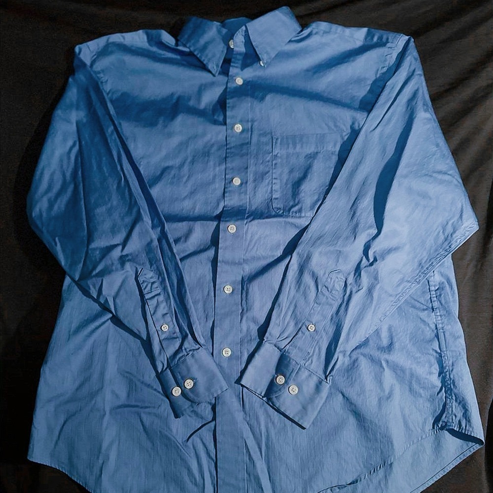 Roundtree & Yorke Men's Large Blue Dress Shirt Long Sleeve Button Up Preppy